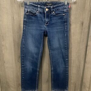 White House Black Market Dark Blue Stretch Denim Capri Crop Jean Pant Woman's 00